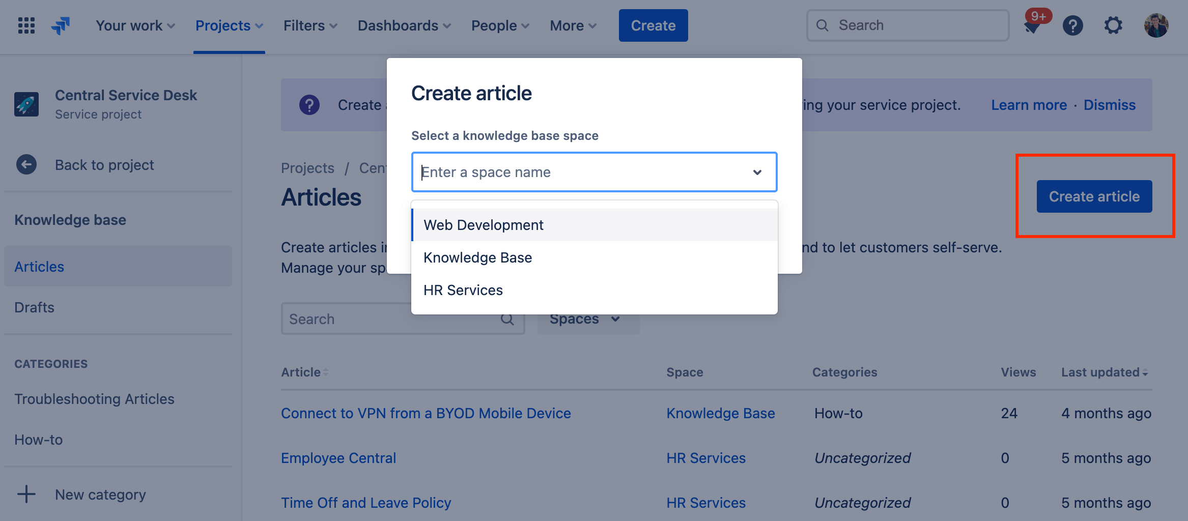 Knowledge Base Article Jira Service Management