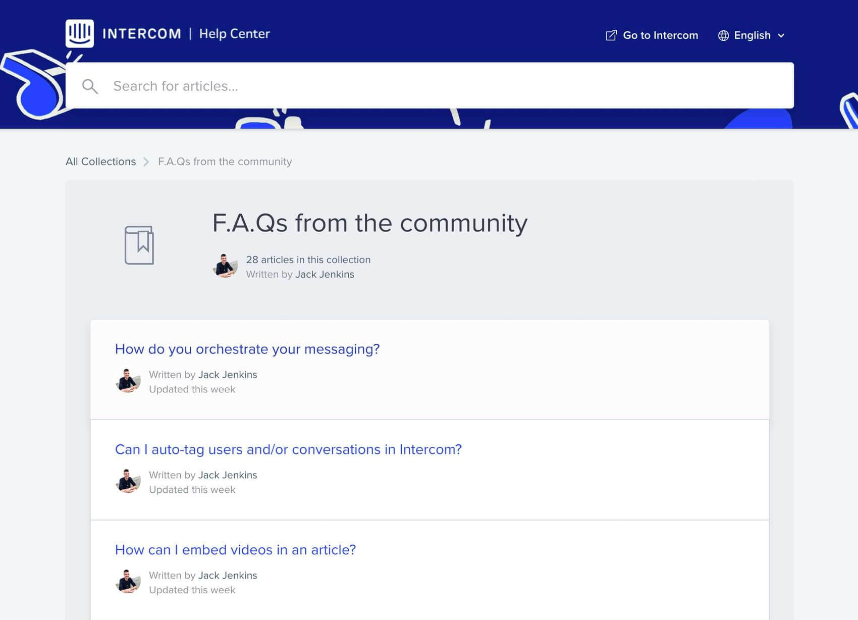 Intercom - FAQ page